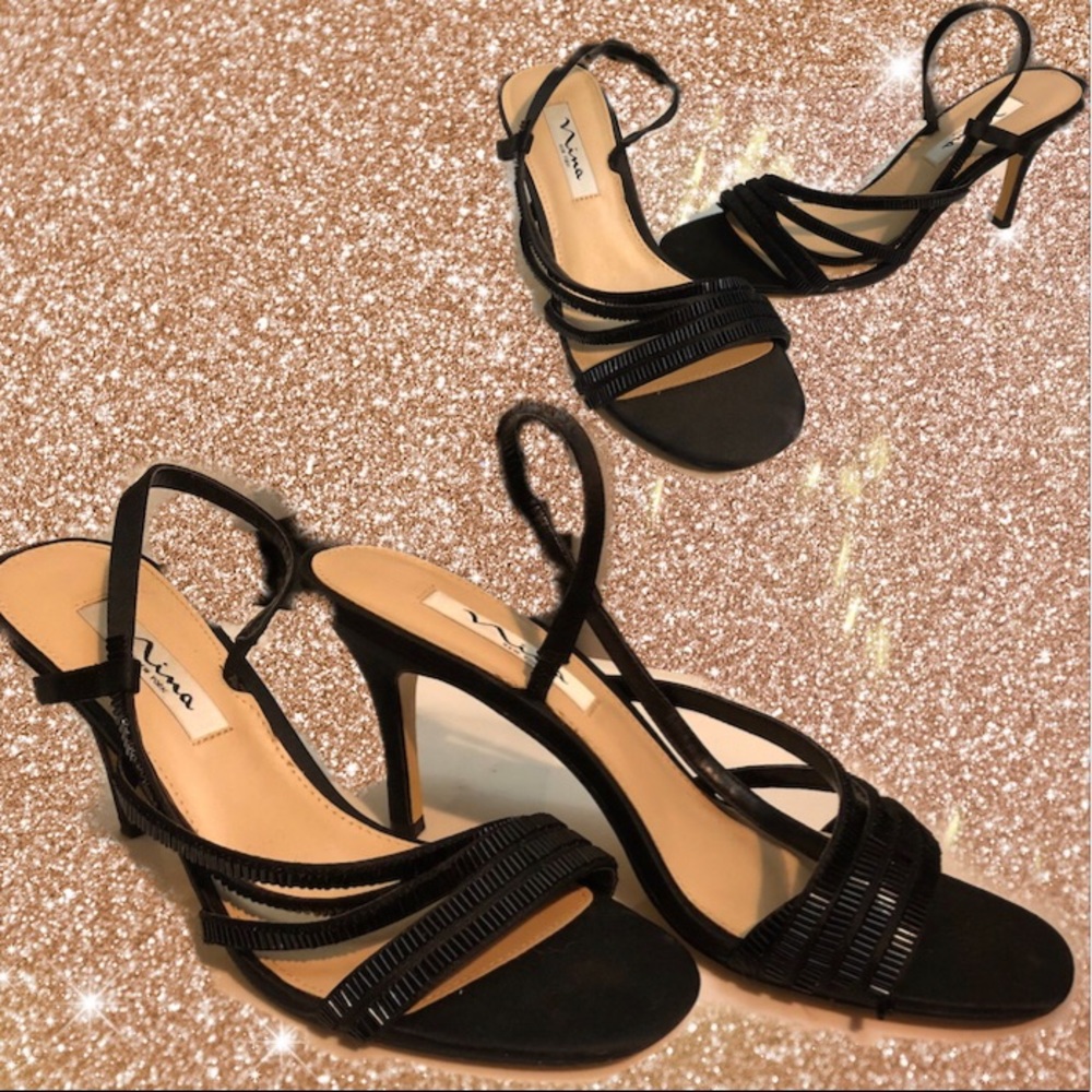 Black Beaded Heels